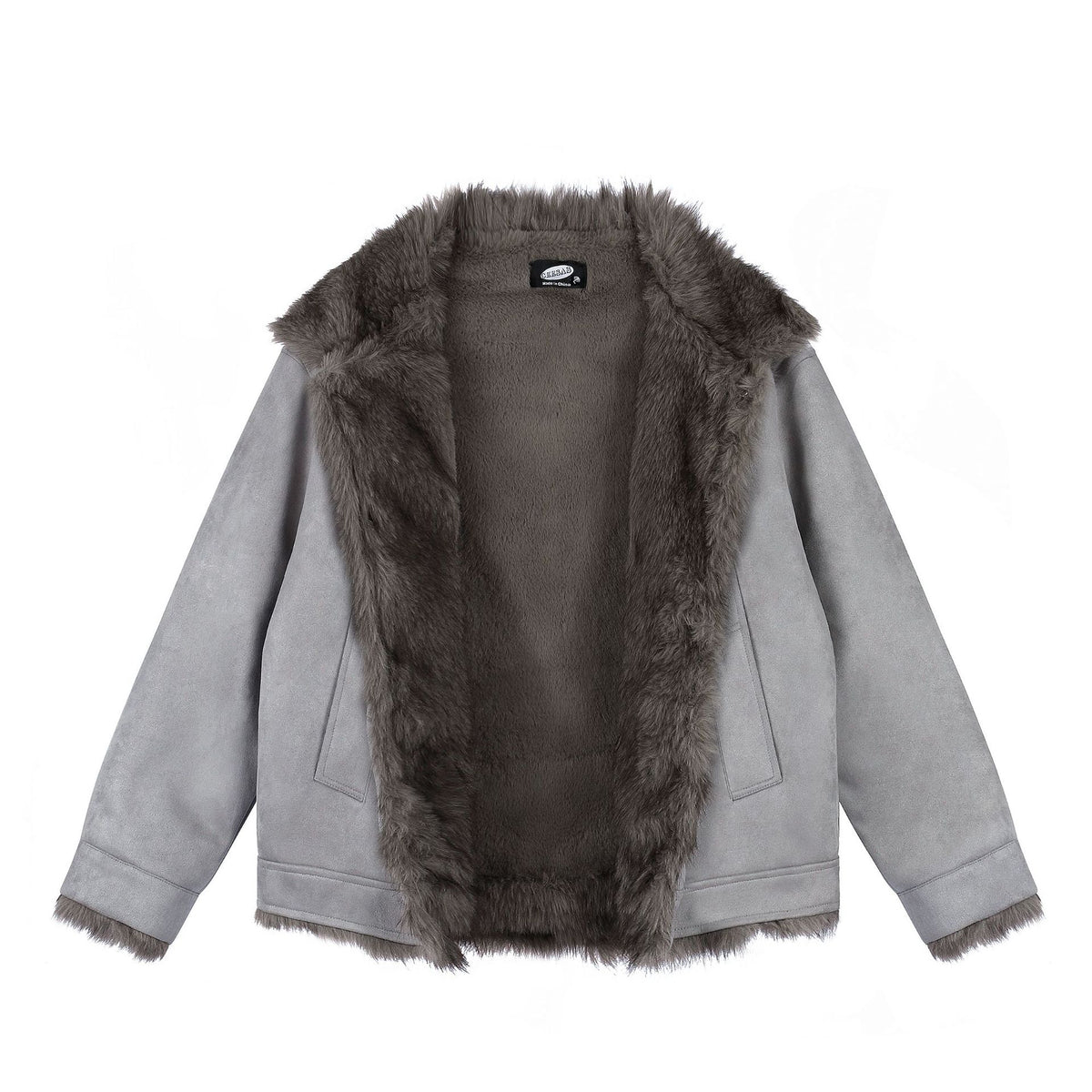 Women's Fleece-Lined Suede Lapel Collar Jacket