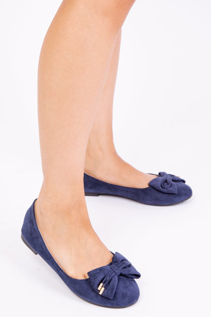 Brae Formal Flat Slip-On Pumps - Navy Suede