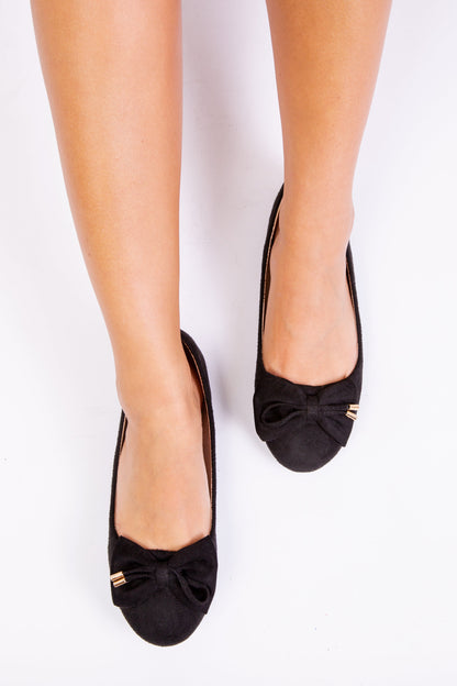 BRAE FORMAL FLAT SLIP ON PUMPS IN BLACK SUEDE