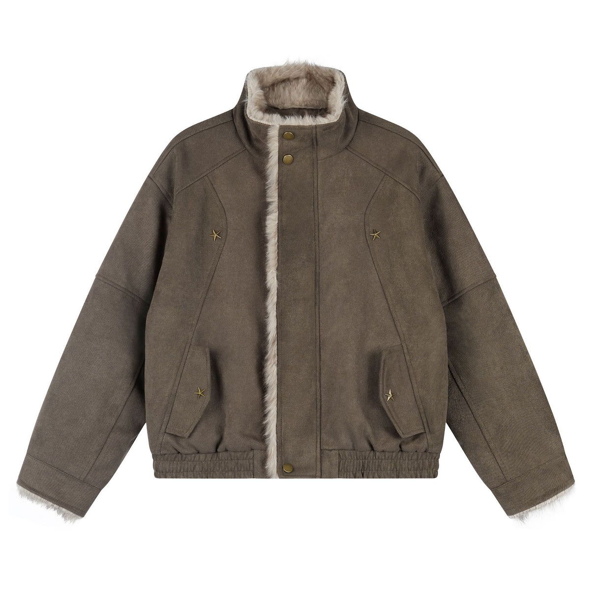 Women's Suede Faux Fur Collar Short Jacket