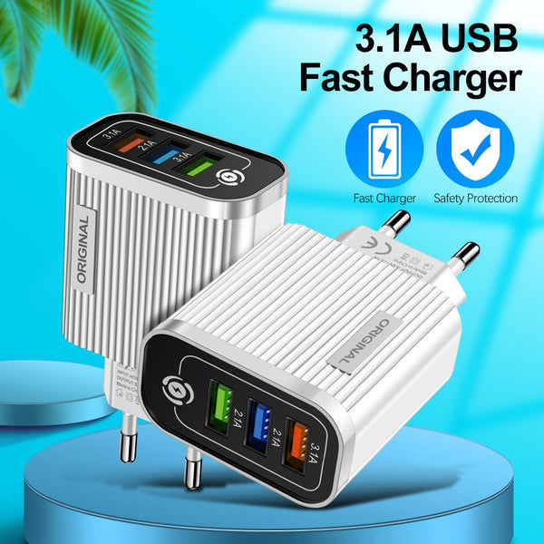 3-Port 2.1A USB Travel Charger