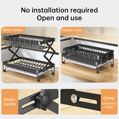 Foldable 2-Layer Kitchen Dish Rack