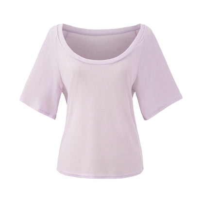 U-neck Mid-sleeve Loose T-shirt