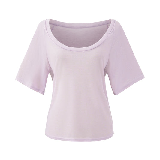 U-neck Mid-sleeve Loose T-shirt