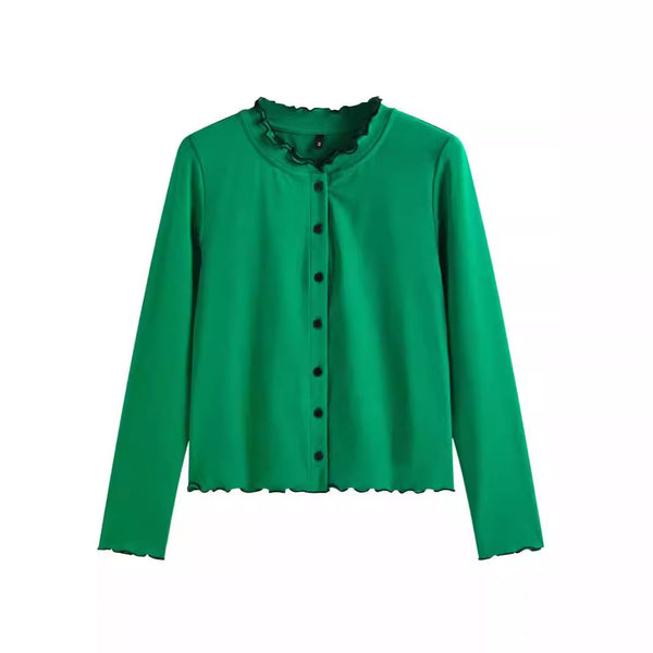 Slim button up cardigan long sleeved top