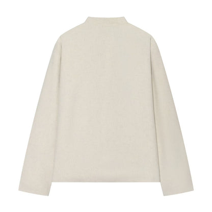 Buckled stand up collar long sleeved jacket for women
