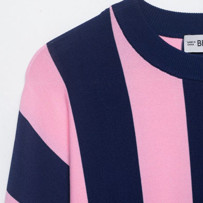 Street casual striped knitted sweatshirt