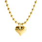 Exaggerated bead chain 18K gold heart pendant necklace