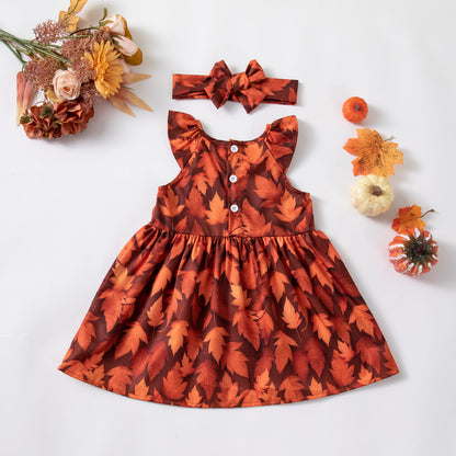 Kids Party Printed Princess Dress for Halloween Festival