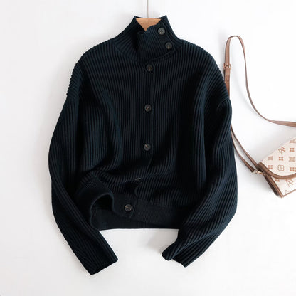Chic High-Neck Knit Cardigan Top for Women
