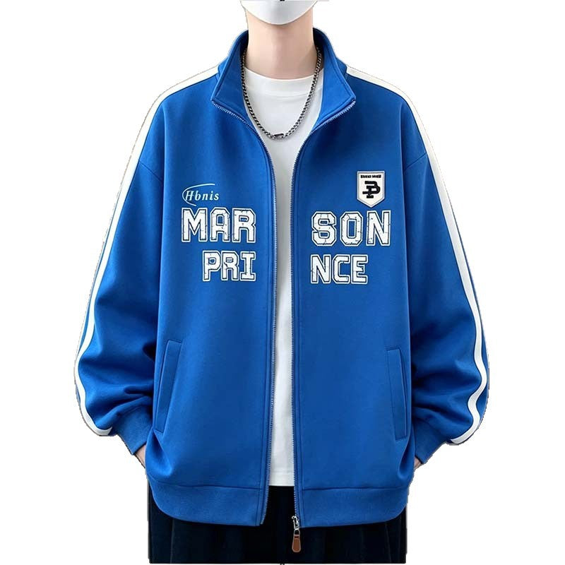 Men's Trendy Long Sleeve Lapel Hooded Loose Fit Sweatshirt Jacket