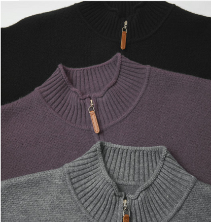 Stand up collar zipper cardigan sweater