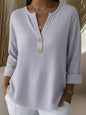 V-neck Waffle Knit Women's Sweater