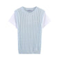 Women's Short Sleeve Color-blocked Mock Two-Piece