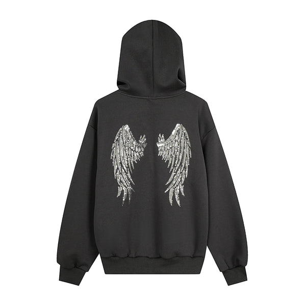 Graffiti print oversized hooded open front sweatshirt - view 3