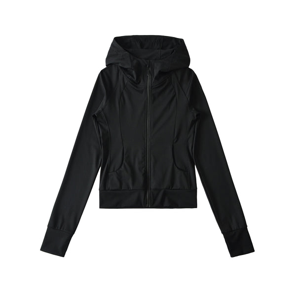 Hooded long sleeved T-shirt top cardigan