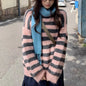 Contrast striped long sleeved sweater