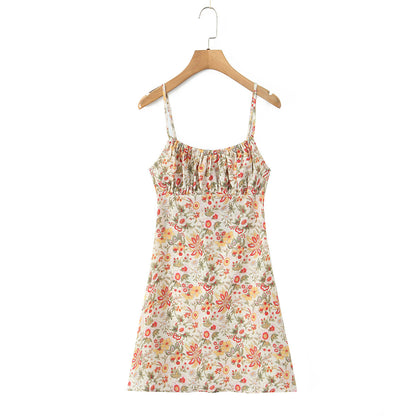 Floral Short A-Line Dress with Straps