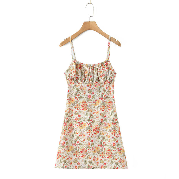 Floral Short A-Line Dress with Straps