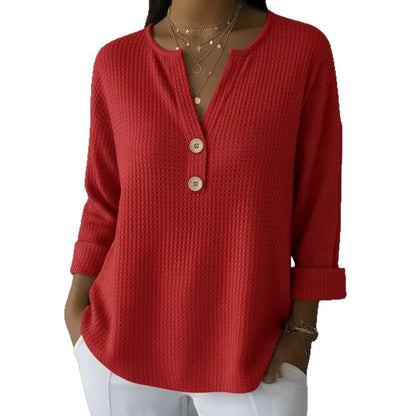V-neck Waffle Knit Women's Sweater