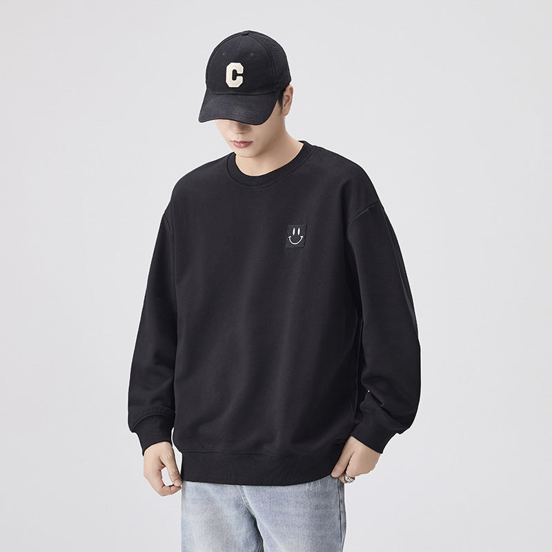 Men's Black Embroidered Crew Neck Sweatshirt