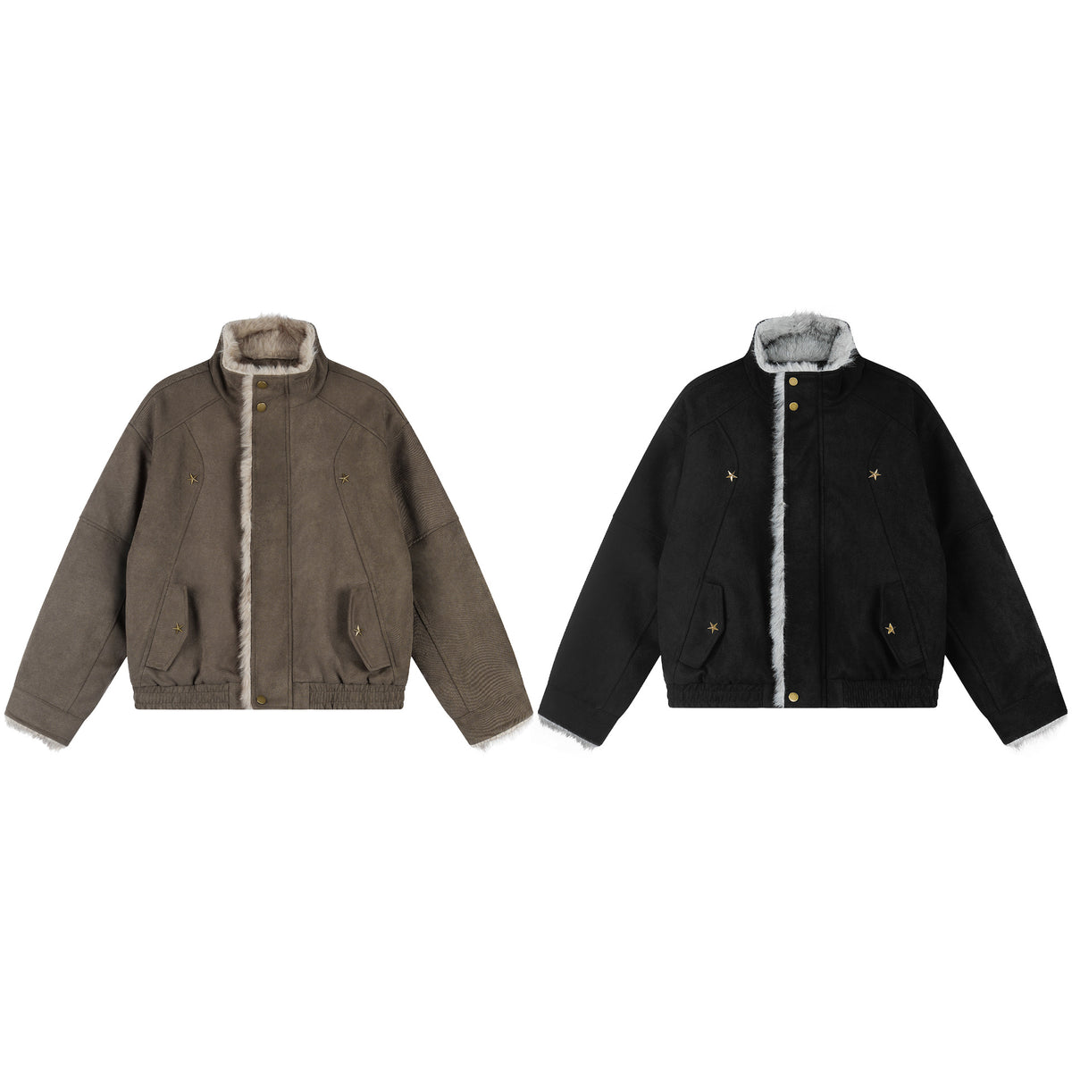 Women's Suede Faux Fur Collar Short Jacket
