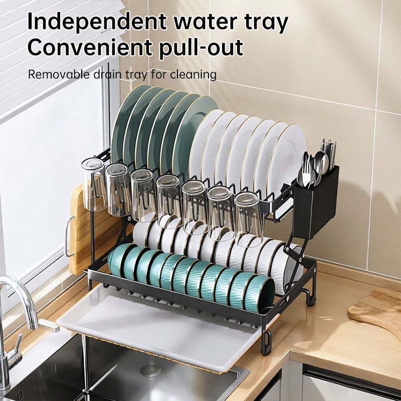 Foldable 2-Layer Kitchen Dish Rack