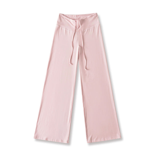 Pantalon large uni à jambes droites et cordon de serrage.
