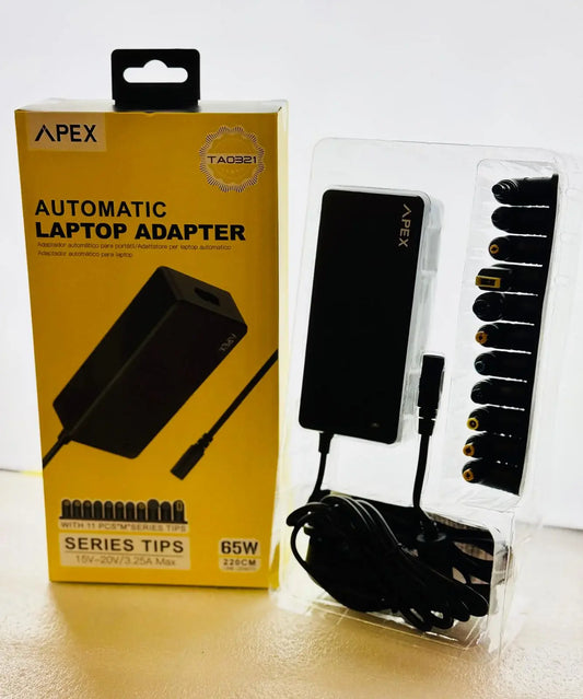 Apex 65W Universal Laptop Charger with 11 Series Tips