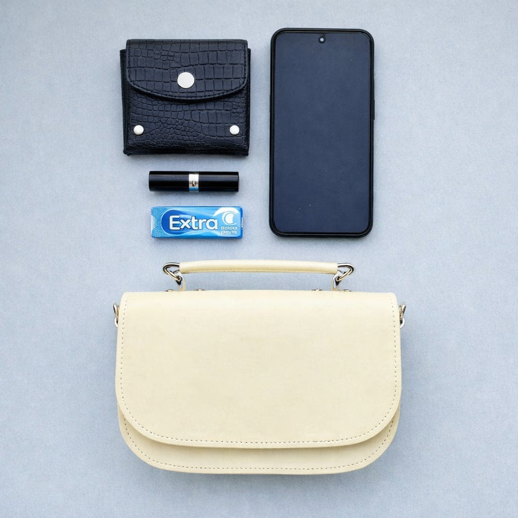 Sac en cuir fait main Aura - Crème