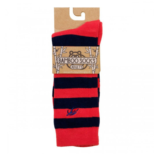Mullins Bay Children's Bamboo Socks - Red / Navy Stripe