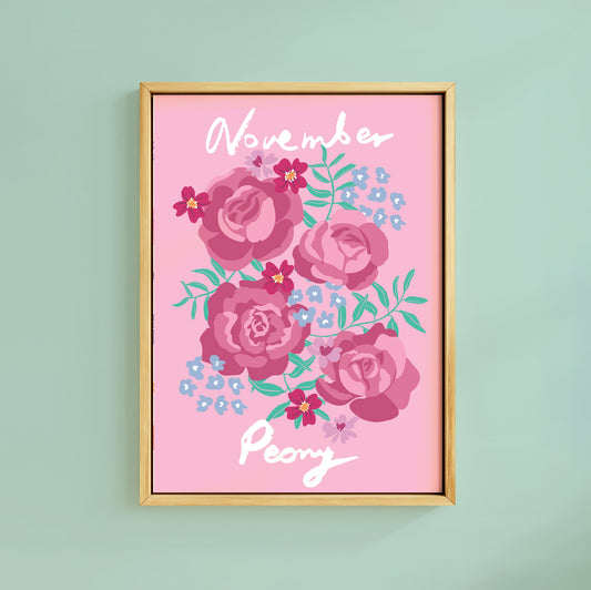 NOVEMBER PEONY BIRTH FLOWER PRINT