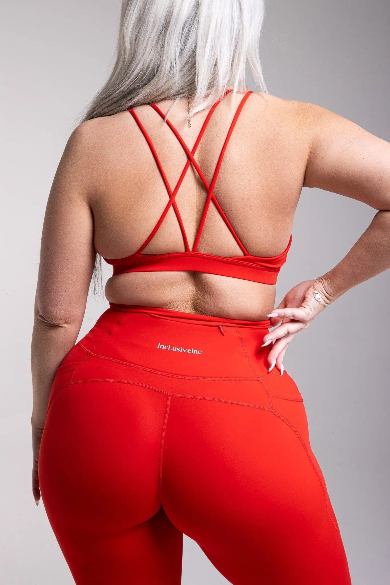 Women's Red Leggings with Pockets - High Waist Active Leggings