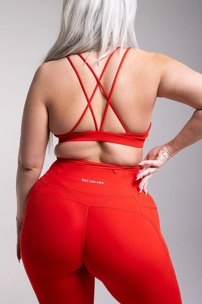 Women's Red Leggings with Pockets - High Waist Active Leggings