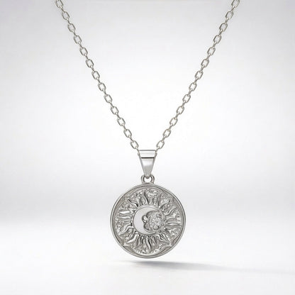 Alba Sun Coin Necklace | Silver