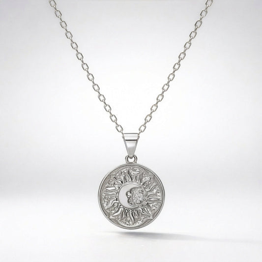 Alba Sun Coin Necklace | Silver