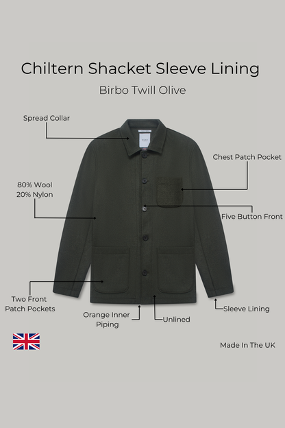 Chiltern Shacket Sleeve Lining - Birbo Twill Olive