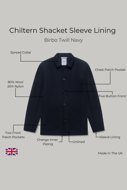 Chiltern Shacket Sleeve Lining - Birbo Twill Navy