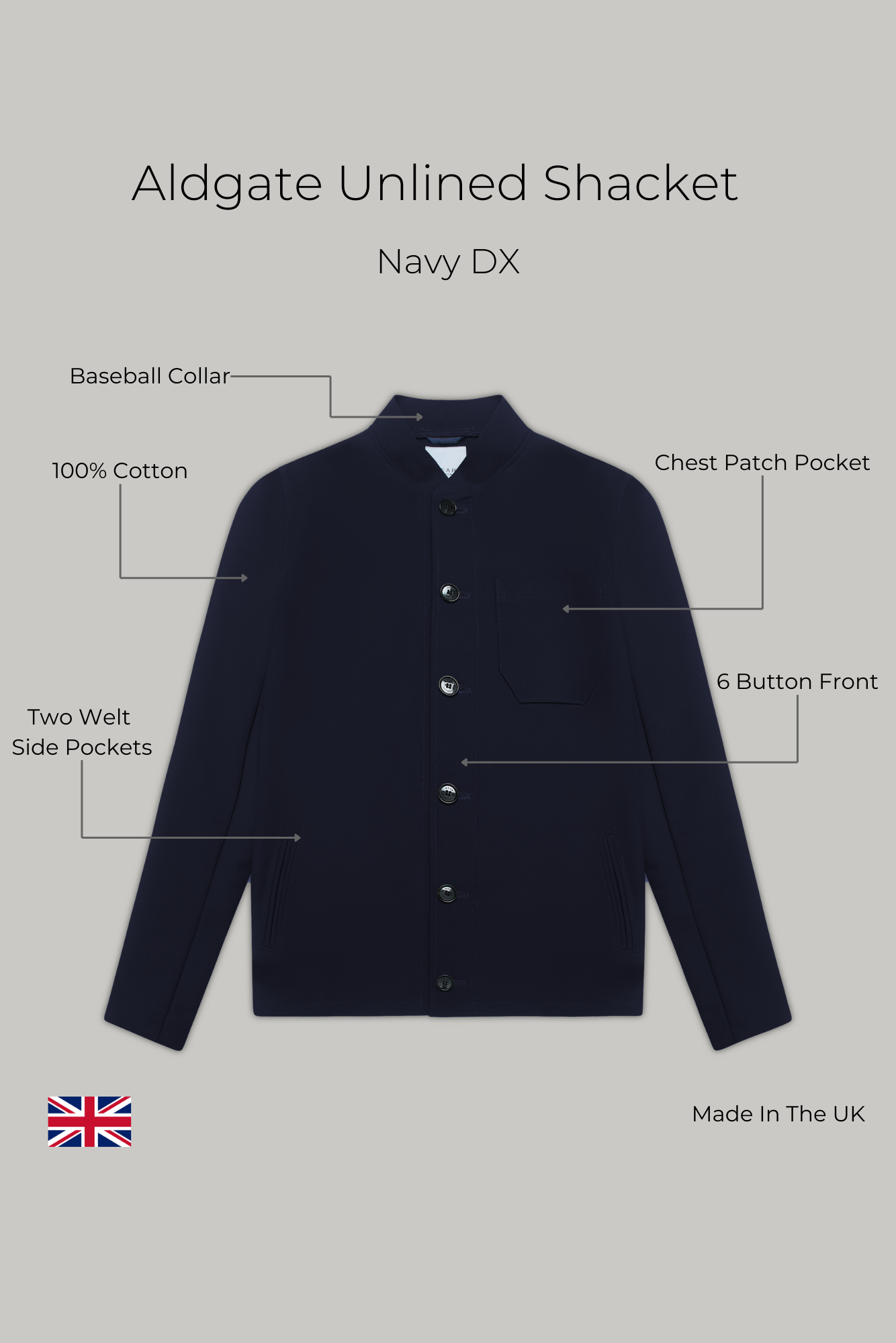 Aldgate Unlined Shacket - Navy Dx