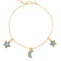 Amelia Aventurine Star & Moon Charm Bracelet | 18k Gold Plated