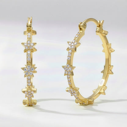 Aneira Star Hoop Earrings | 18K Gold Plated