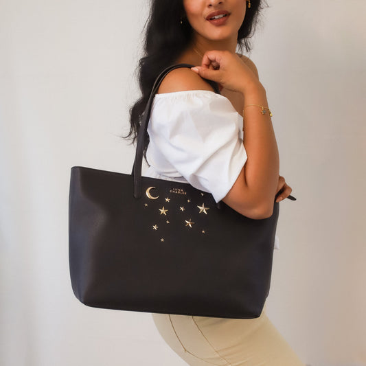 Sac fourre-tout Anya clouté - Noir et doré