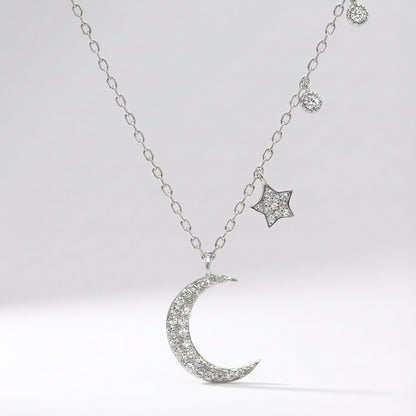 Ariya Moon & Star Charm Necklace | Silver