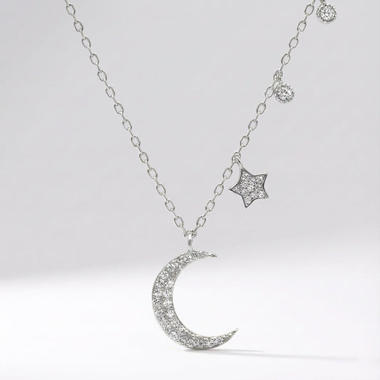 Ariya Moon & Star Charm Necklace | Silver