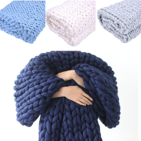 Chunky Knit Cotton Throw Blanket