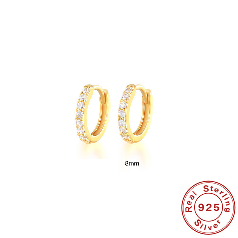 Earrings with Turquoise and Diamond Inlay 18K Gold Plated Stud