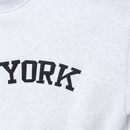 NY Loose text embroidered velvet hoodie