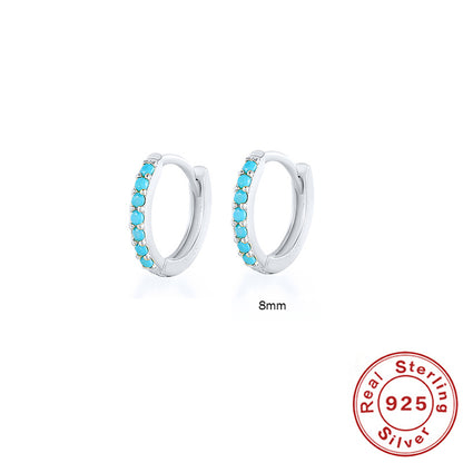 Earrings with Turquoise and Diamond Inlay 18K Gold Plated Stud