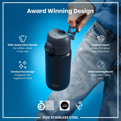 Leak Proof Water Bottle, Stainless Steel, Ash Navy, 400ml (13oz)