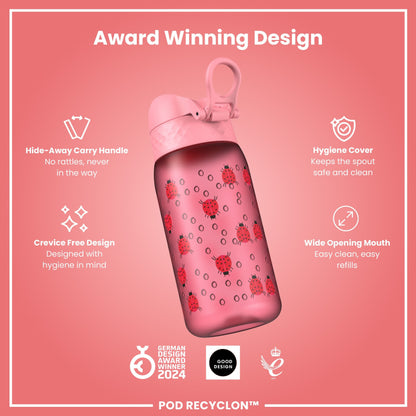 Leak Proof Kids' Water Bottle, Recyclon, Ladybugs, 350ml (12oz)